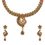 Buy Kord Store Jewellery Set - Special Unique Peacock Design American Diamond Engraved Golden Necklace With A Pair Of Beautiful Earrings KSNKE60100 - Purplle