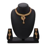 Buy Kord Store Jewellery Set - Special Unique Peacock Design American Diamond Engraved Golden Necklace With A Pair Of Beautiful Earrings KSNKE60100 - Purplle