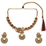 Buy Kord Store Jewellery Set - Special Unique Peacock Design American Diamond Engraved Golden Necklace With A Pair Of Beautiful Earrings KSNKE60102 - Purplle