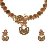 Buy Kord Store Jewellery Set - Special Unique Peacock Design American Diamond Engraved Golden Necklace With A Pair Of Beautiful Earrings KSNKE60102 - Purplle