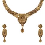 Buy Kord Store Jewellery Set - Contemporary Design American Diamond Engraved Golden Necklace With A Pair Of Beautiful Earrings KSNKE60106 - Purplle