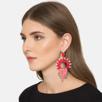 Buy Ferosh Crina Pink Beaded Earrings - Purplle