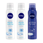 Buy Nivea Fresh Natural + Protect & Care Deodorant - Buy 2 Get 1 Free (Each of 150 ml) - Purplle