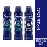 Buy Nivea Men Fresh Ocean + Protect & Care Deodorant - Buy 2 Get 1 Free (Each of 150 ml) - Purplle