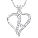 Buy Srikara Alloy Rhodium Plated CZ Decent Heart Valentine Fashion Jewellery Pendant - SKP1734R - Purplle