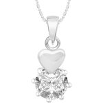 Buy Srikara Alloy Silver Plated CZ/AD Solitaire Heart Fashion Jewelry Pendant Chain - SKP2479R - Purplle