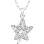 Buy Srikara Alloy Rhodium Plated CZ/AD Pearl Studded Leaf Fashion Jewelry Pendant - SKP2546R - Purplle