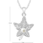 Buy Srikara Alloy Rhodium Plated CZ/AD Pearl Studded Leaf Fashion Jewelry Pendant - SKP2546R - Purplle