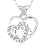 Buy Srikara Alloy Rhodium Plated CZ/AD Three Heart Valentine Fashion Jewelry Pendant - SKP1775R - Purplle