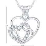 Buy Srikara Alloy Rhodium Plated CZ/AD Three Heart Valentine Fashion Jewelry Pendant - SKP1775R - Purplle