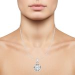 Buy Srikara Alloy Silver Plated CZ / AD Solitaire Fashion Jewelry Pendant with Chain - SKP2480R - Purplle