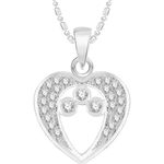 Buy Srikara Alloy Rhodium Plated CZ/AD Three Stones in Heart Fashion Jewelry Pendant - SKP2535R - Purplle