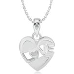 Buy Srikara Alloy Rhodium Plated CZ/AD Love Heart Fashion Jewelry Pendant with Chain - SKP2144R - Purplle