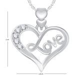 Buy Srikara Alloy Rhodium Plated CZ/AD Love Heart Valentine Fashion Jewelry Pendant - SKP1863R - Purplle