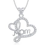 Buy Srikara Alloy Rhodium Plated CZ/AD Mother'S Heart Fashion Jewelry Pendant Chain - SKP1388R - Purplle
