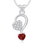 Buy Srikara Alloy Rhodium Plated CZ Double Heart Valentine Fashion Jewellery Pendant - SKP1758R - Purplle