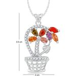 Buy Srikara Alloy Rhodium Plated CZ/AD Flowerpot Fashion Jewelry Pendant with Chain - SKP2401R - Purplle