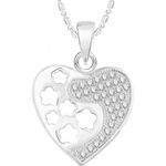 Buy Srikara Alloy Rhodium Plated CZ/AD Stars in Heart Fashion Jewelry Pendant Chain - SKP2534R - Purplle