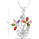 Buy Srikara Alloy Rhodium Plated CZ/AD Flowerpot Fashion Jewelry Pendant with Chain - SKP2400R - Purplle