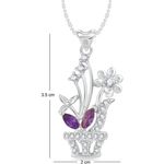 Buy Srikara Alloy Rhodium Plated CZ/AD Flowerpot Fashion Jewelry Pendant with Chain - SKP2404R - Purplle