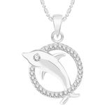 Buy Srikara Alloy Rhodium Plated CZ / AD Dolphin Fashion Jewelry Pendant with Chain - SKP2540R - Purplle