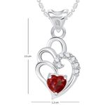 Buy Srikara Alloy Rhodium Plated CZ/AD Red Curved Heart Valentine Fashion Jewelry Pendant - SKP1756R - Purplle