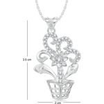 Buy Srikara Alloy Rhodium Plated CZ/AD Flowerpot Fashion Jewelry Pendant with Chain - SKP2402R - Purplle