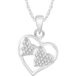 Buy Srikara Alloy Rhodium Plated CZ/AD Two Heart Fashion Jewelry Pendant with Chain - SKP2538R - Purplle