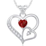 Buy Srikara Alloy Rhodium Plated CZ / AD Decent Double Heart Pendant with Chain - SKP1718R - Purplle