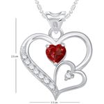 Buy Srikara Alloy Rhodium Plated CZ / AD Decent Double Heart Pendant with Chain - SKP1718R - Purplle