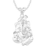 Buy Srikara Alloy Rhodium Plated CZ / AD Gajanan Fashion Jewelry Pendant with Chain - SKP2513R - Purplle