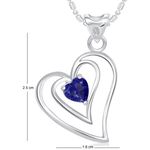 Buy Srikara Alloy Rhodium Plated CZ / AD Blue Stone In Heart Pendant with Chain - SKP1713R - Purplle