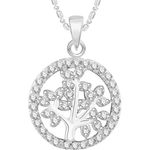 Buy Srikara Alloy Rhodium Plated CZ / AD Tree Fashion Jewellery Pendant with Chain - SKP2545R - Purplle
