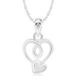 Buy Srikara Alloy Rhodium Plated CZ/AD Two Heart Fashion Jewelry Pendant with Chain - SKP2147R - Purplle