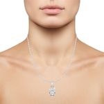 Buy Srikara Alloy Silver Plated CZ/AD Two Flower Solitaire Fashion Jewelry Pendant - SKP2489R - Purplle