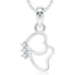 Buy Srikara Alloy Rhodium Plated CZ/AD Two Heart Fashion Jewelry Pendant with Chain - SKP2009R - Purplle