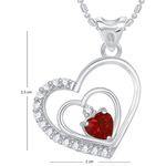 Buy Srikara Alloy Rhodium Plated CZ/AD Interlocked Heart Valentine Fashion Jewelry Pendant - SKP1722R - Purplle