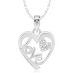 Buy Srikara Alloy Rhodium Plated CZ/AD Love Heart Fashion Jewelry Pendant with Chain - SKP2142R - Purplle