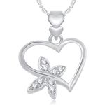 Buy Srikara Alloy Rhodium Plated CZ/AD Butterfly Heart Valentine Fashion Jewelry Pendant - SKP1866R - Purplle