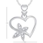 Buy Srikara Alloy Rhodium Plated CZ/AD Butterfly Heart Valentine Fashion Jewelry Pendant - SKP1866R - Purplle