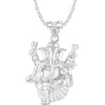 Buy Srikara Alloy Rhodium Plated CZ / AD Ganraj Fashion Jewellery Pendant with Chain - SKP2511R - Purplle