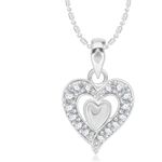 Buy Srikara Alloy Rhodium Plated CZ/AD Ston in Heart Fashion Jewellery Pendant Chain - SKP2124R - Purplle