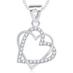 Buy Srikara Alloy Rhodium Plated CZ/AD Double Heart Fashion Jewellery Pendant Chain - SKP1831R - Purplle