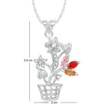 Buy Srikara Alloy Rhodium Plated CZ/AD Flowerpot Fashion Jewelry Pendant with Chain - SKP2403R - Purplle