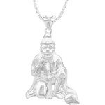 Buy Srikara Alloy Rhodium Plated CZ / AD Hanuman Fashion Jewelry Pendant with Chain - SKP2690R - Purplle