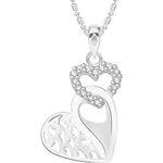 Buy Srikara Alloy Rhodium Plated CZ/AD Love Lock Fashion Jewelry Pendant with Chain - SKP2646R - Purplle