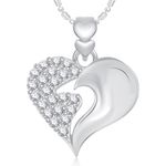 Buy Srikara Alloy Rhodium Plated CZ/AD Attractive Heart Valentine Fashion Jewelry Pendant - SKP1869R - Purplle