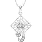 Buy Srikara Alloy Rhodium Plated CZ / AD Square Fashion Jewellery Pendant with Chain - SKP2639R - Purplle