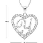 Buy Srikara Alloy Rhodium Plated CZ/AD Alphabet "Y" in Heart Fashion Jewelry Pendant - SKP2315R - Purplle