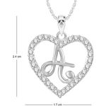 Buy Srikara Alloy Rhodium Plated CZ/AD Alphabet "A" in Heart Fashion Jewelry Pendant - SKP2291R - Purplle